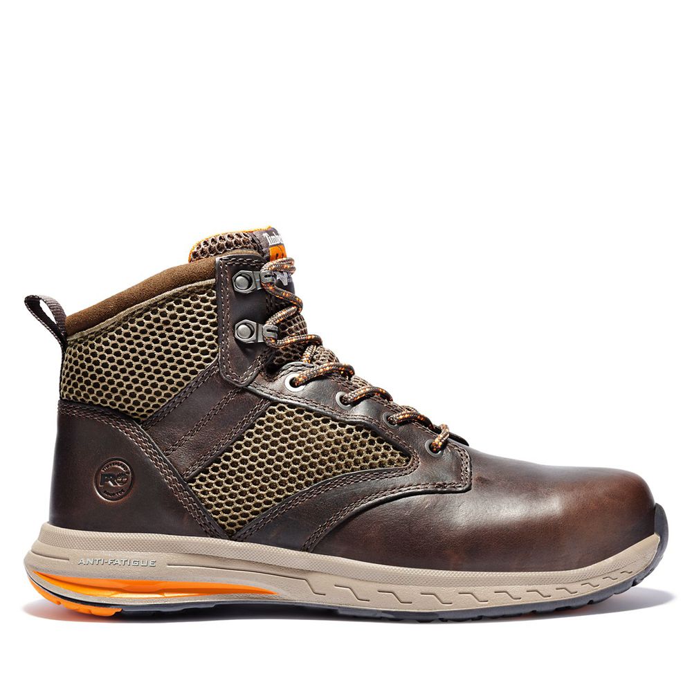 Botas Pro Timberland Argentina Hombre - Pro Drivetrain Comp Toe Mid - Marrones Oscuro - BHINMR-419